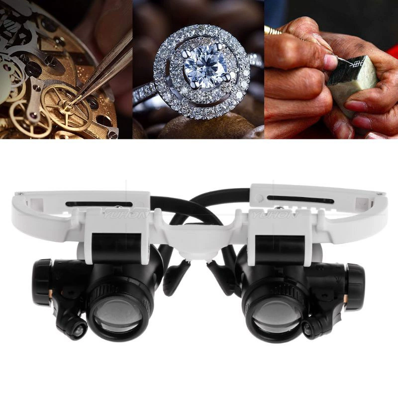 Оптовая Продажа с фабрики в очках 8 раз 15 раз 23 раза смотрят осмотр и оценку технического обслуживания Светодиодное увеличительное стекло с подсветкой