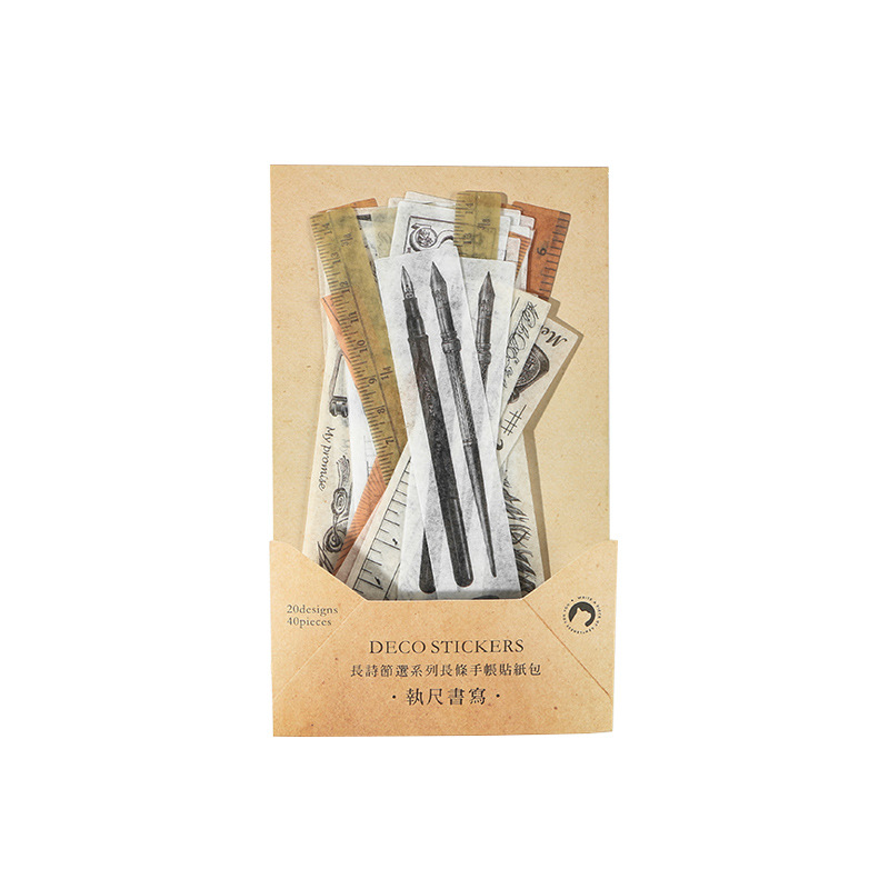 Infeel.Me y paquete etiqueta de papel largo poema extracto serie retro artístico diario DIY material pegatinas 40 unidades 6 modelos