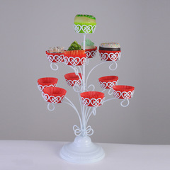樹形紙杯蛋糕架白色鐵藝點心架歐式婚慶甜品台杯子蛋糕展示架11杯