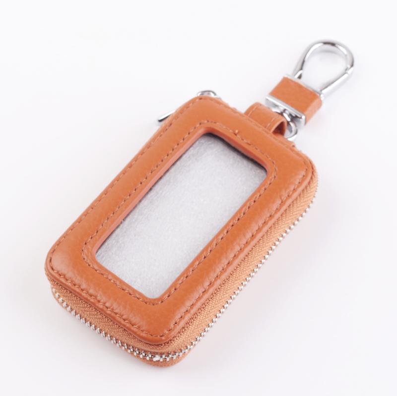 Bolsa de cuero genuino para hombres primera capa de piel de vaca de gran capacidad doble cintura coche universal control remoto cremallera bolsa de cuchara hembra