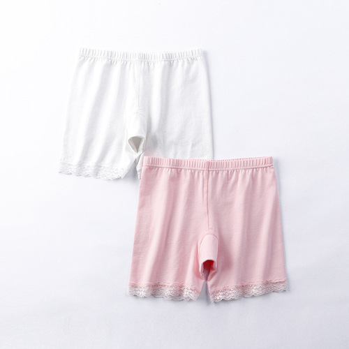 Summer girls safety pants anti-exposure children's lace shorts leggings pure cotton lace stretch baby safety pants