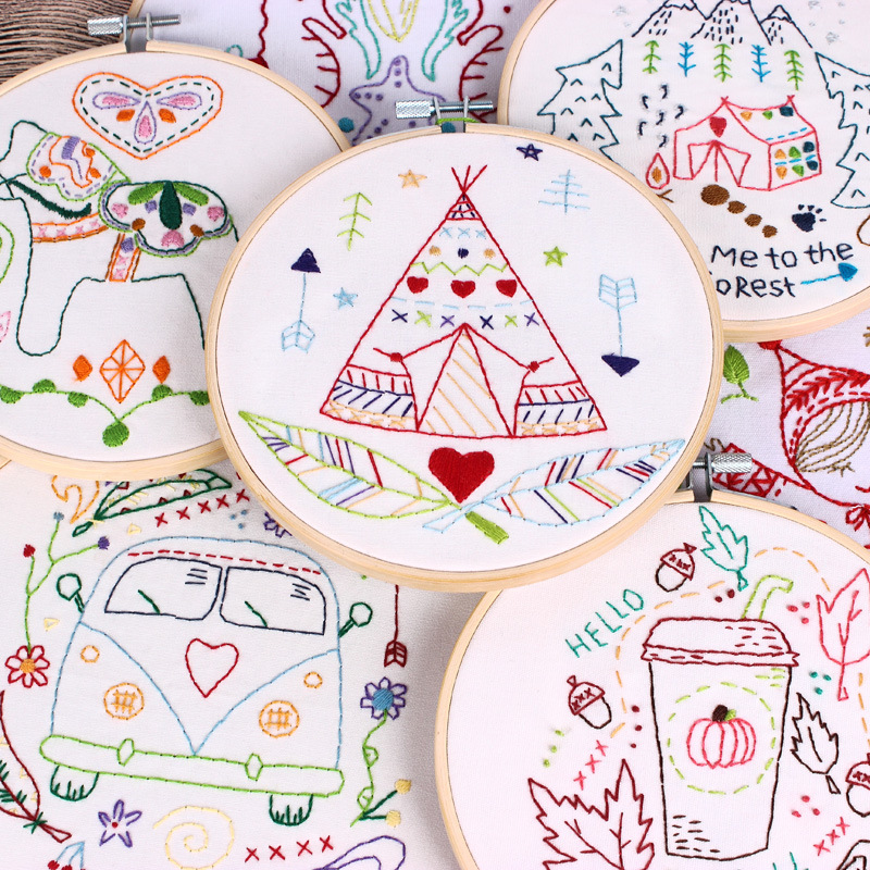 Directo de fábrica la historieta DIY tela novato Europeo bordado flores y plantas paquete material kit costura traje simple trazos