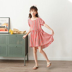 促銷新款兒童夏季連衣裙純棉公主裙女童修身中大童短袖童裙