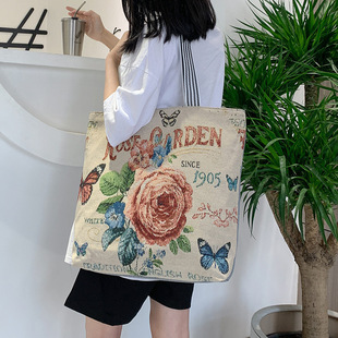 Stalls wholesale canvas bag women's bags leisure bag linen fabric foreign trade export model New Matthery ethnic style shoulder bag