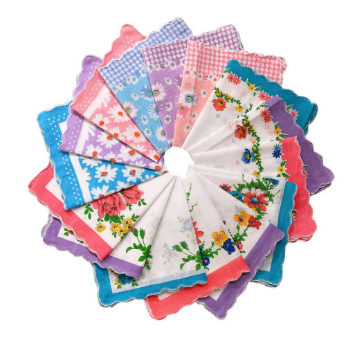Classic Crescent Edge Women's Hot Selling Wholesale Cotton Handkerchief Classic Vintage Retro Style Women's Cotton Handkerchief