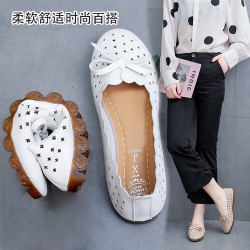Mary Jane shoes, women's flats, women's spring and summer, shallow slit, slip-on shoes, breathable, hollow, women's single-layer shoes,
