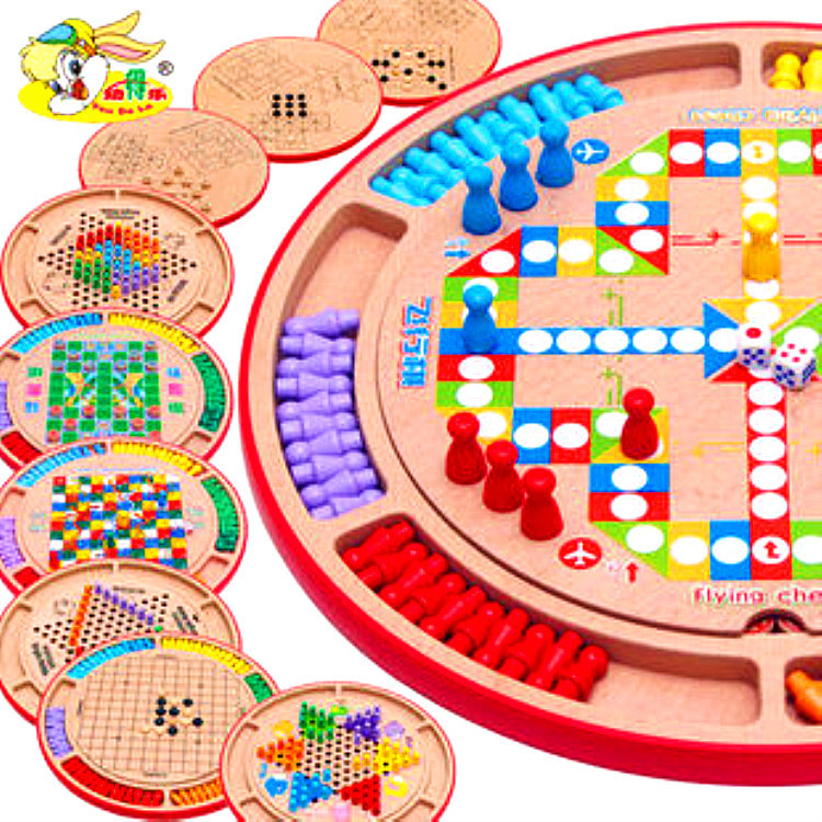 Venta directa de fábrica youdele 10-en-1 multi-función Juego Ajedrez niños damas de madera volando ajedrez juguetes interactivos