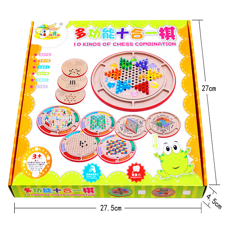 Venta directa de fábrica youdele 10-en-1 multi-función Juego Ajedrez niños damas de madera volando ajedrez juguetes interactivos