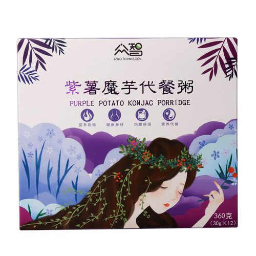 The source factory delivers purple sweet potato and konjac meal replacement porridge, low-sodium five-grain barley porridge 360g per box, rapid delivery