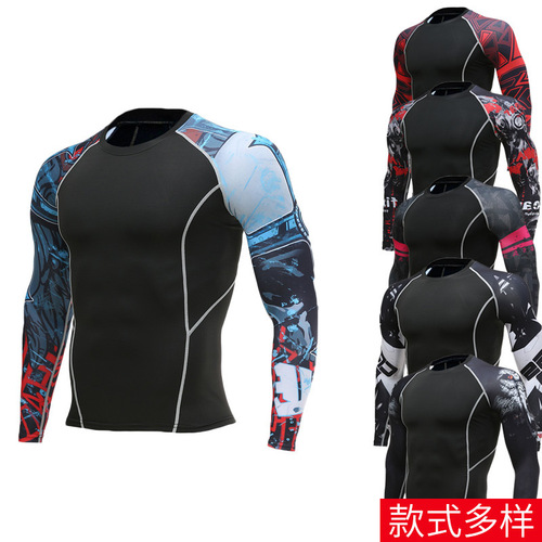 Arm muscle high elasticity sports tight clothing breathable quick dry T-shirt running fitness quick dry long sleeve men cycling clothes