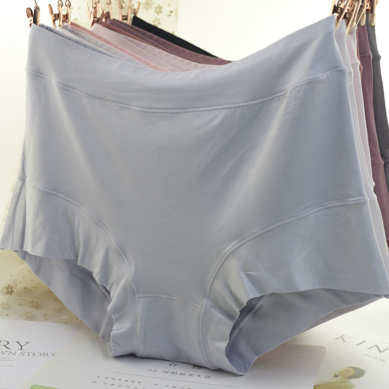 Factory Direct Sales New Modal Women's Underwear Solid Color Mid-Waist Underwear Comfortable Hip-Covering Briefs Wholesale