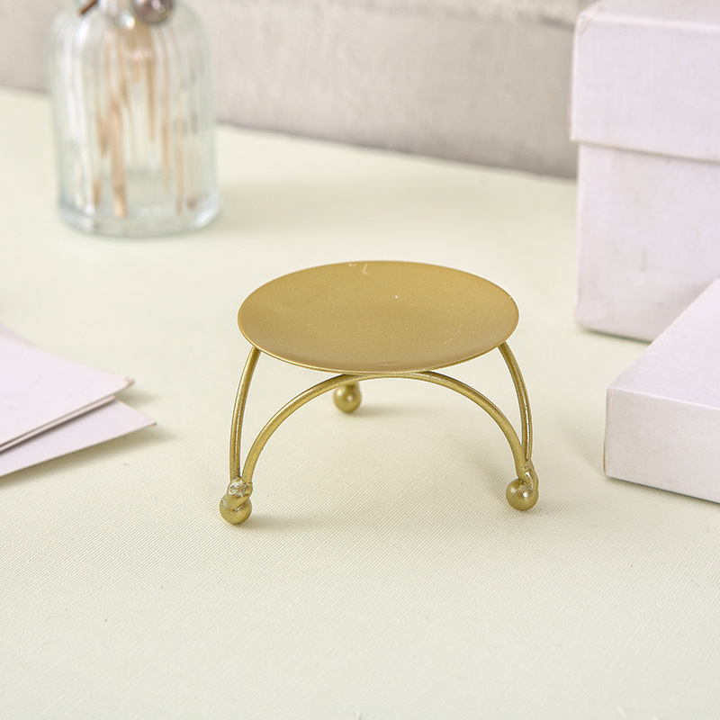 Amazon Oro negro Americano titular de la vela plato pequeño candelabro bandeja hierro asiento redondo metal accesorios boda