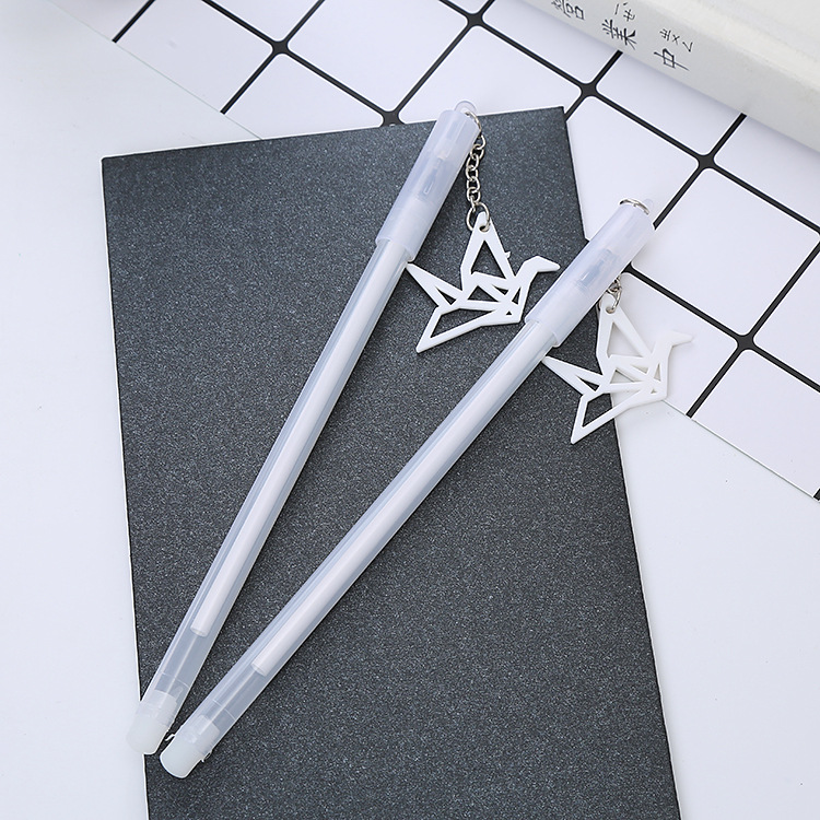 Grúa de papel colgante pluma de gel de aprendizaje creativo papelería oficina firma pluma estudiante examen negro pluma de agua