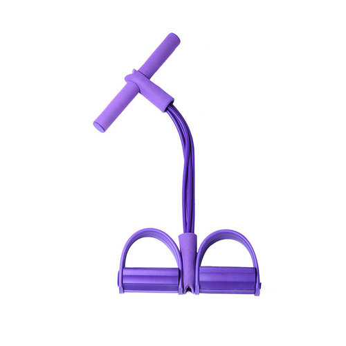 Foot-pedal resistance trainer for sit-ups, fitness and yoga—home use, four-tube foot pedal, six-tube resistance rope.