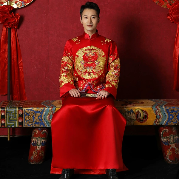 Red simplified version of Shuanglong men's clothing