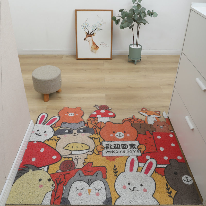 Creative home entrance carpet door rub mat home Hall mat can be cut cartoon silk ring floor mat wholesale