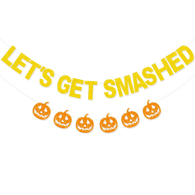 Fiesta de Halloween decoración cadena bandera brillo letras guirnalda calabaza brillo guirnalda