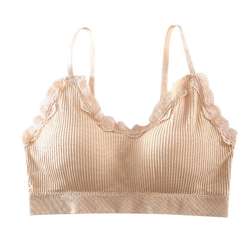 New Summer Girl Bear First Generation Lace Backless Bra Seamless One-Piece Halter Bra Nipple Cover