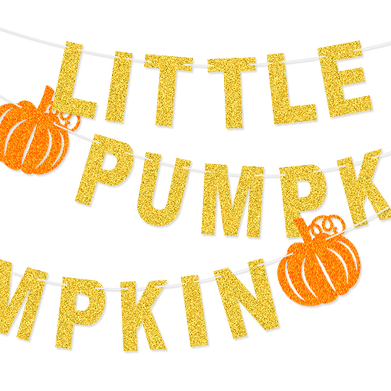Acción de Gracias decoración del partido europeo y americano cadena bandera guirnalda pequeña calabaza carta brillo guirnalda