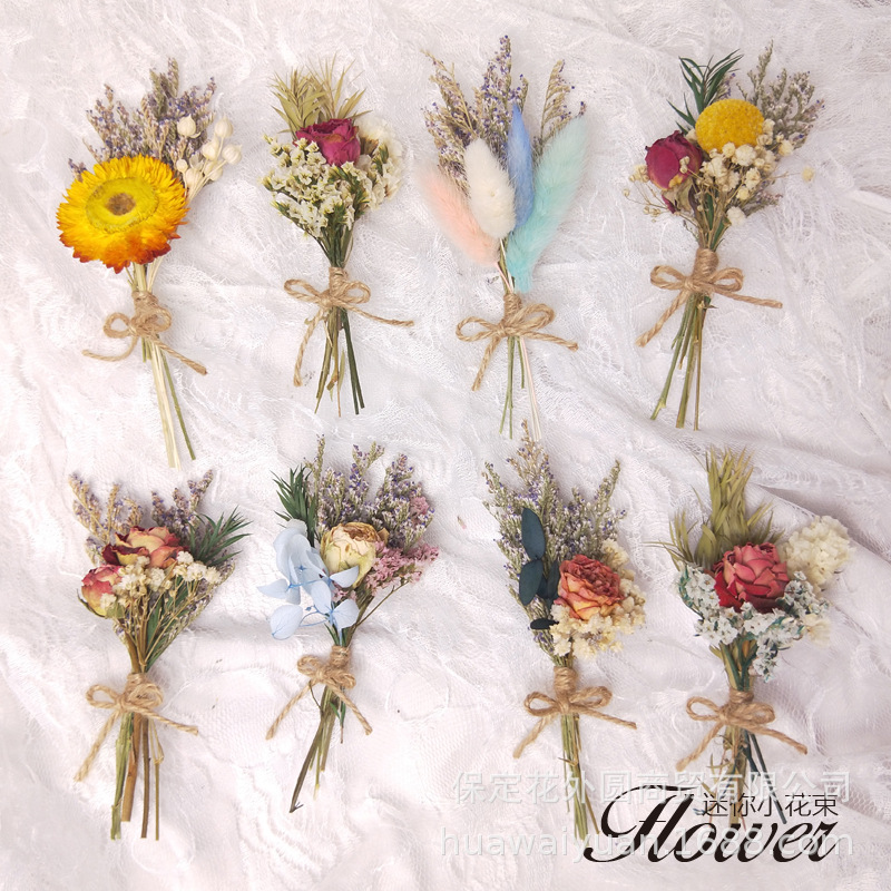 Mini ramo de flores secas, caja de regalo de rosas, decoración de tarjetas, material DIY, accesorios de fotografía, regalos de flores