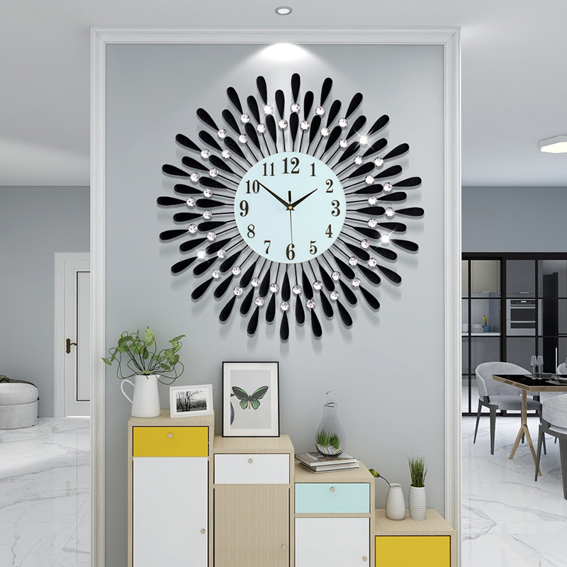 Reloj de gypsophila Reloj de pared Sala de estar Moda Alta Sensación Simple Ligero Decoración de lujo Colgante de pared Restaurante Reloj silencioso