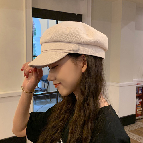 Hat women's spring and summer internet celebrity beret navy hat autumn and winter fashion Korean style casual octagonal retro peaked cap