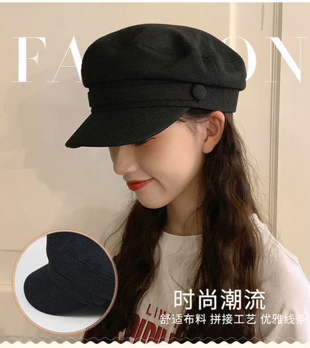 Hat women's spring and summer internet celebrity beret navy hat autumn and winter fashion Korean style casual octagonal retro peaked cap