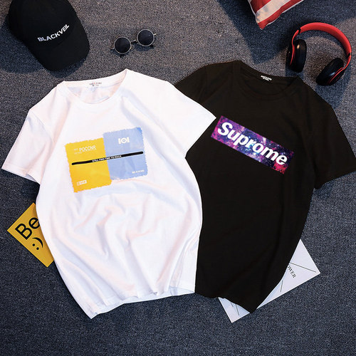 Short-sleeved T-shirt Summer Men's New Korean Style Trendy T-shirt Streetwear Cool Casual Youth Men's Top Wholesale