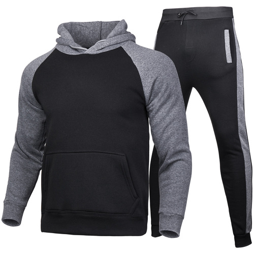 Autumn/Winter Men's Fashion Brand Hooded Sweatshirt Set for Men, Hooded Padded Sweatshirt, Solid Color Sweatshirt
