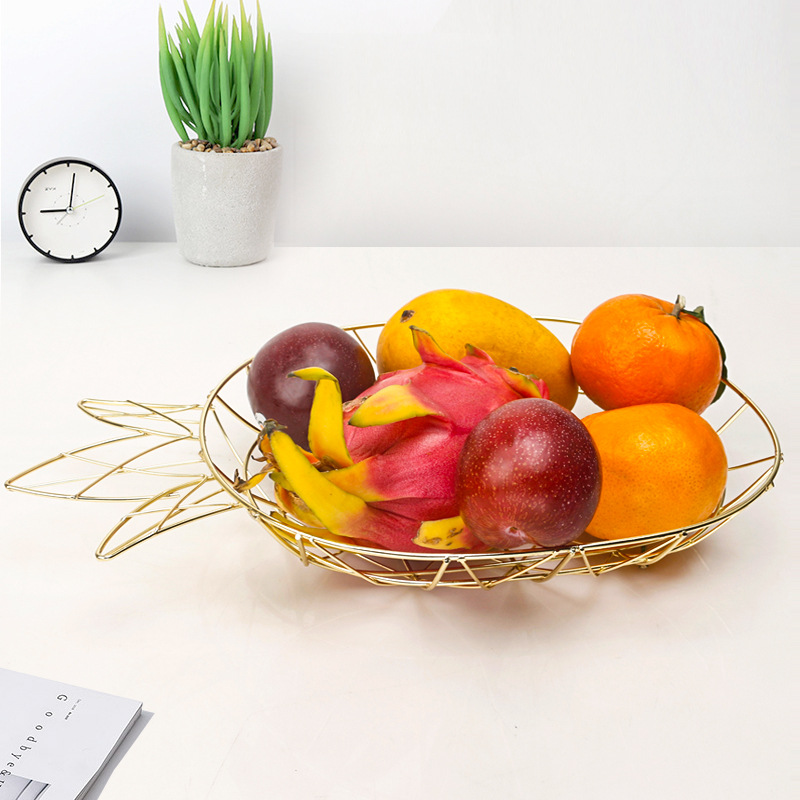 Nordic Style Living Room Vintage Pineapple Fruit Basket Bedroom Kitchen Storage Tray Iron Water Bathroom Desktop Sundries Storage