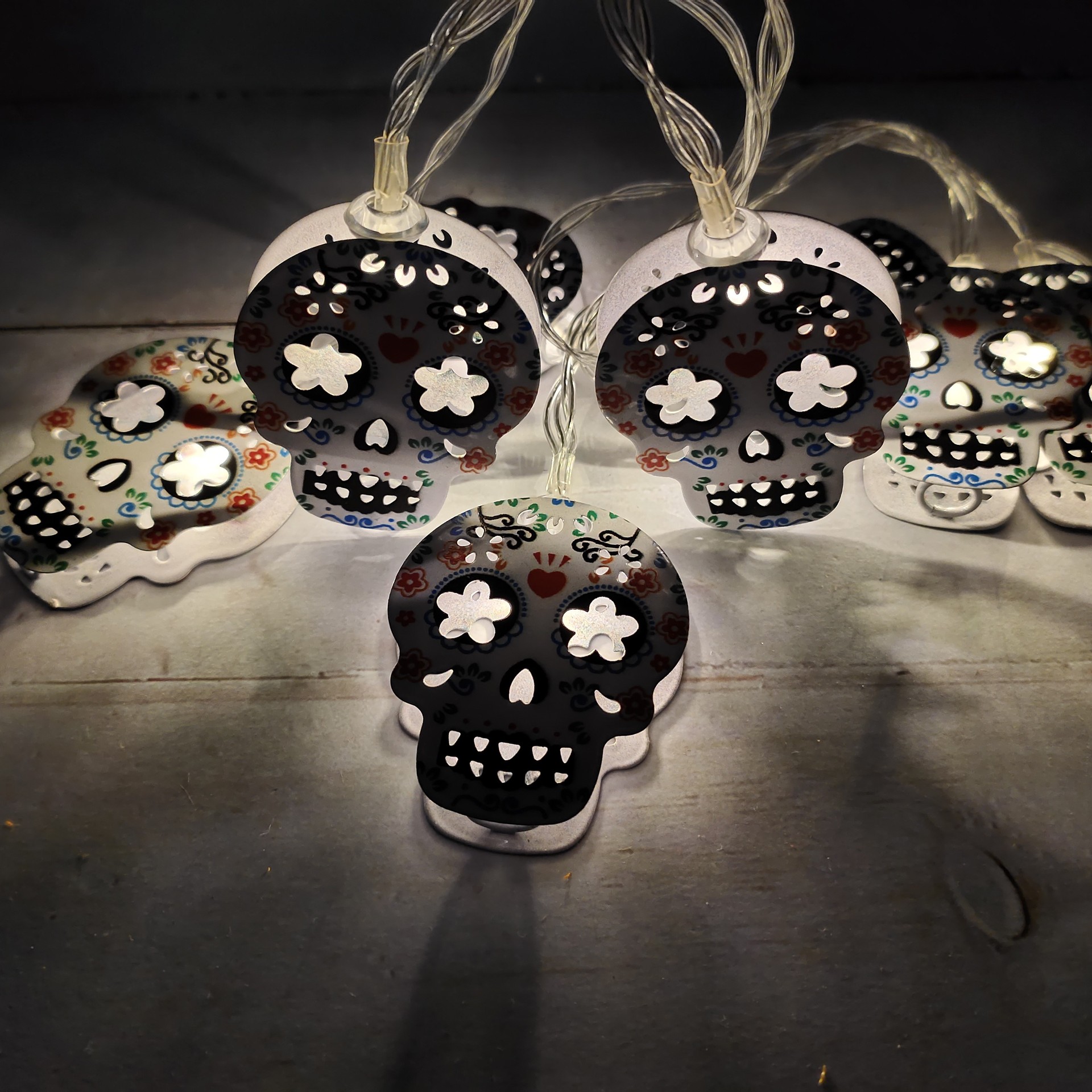 New cross-border LED Halloween light string painted skull Carnival party courtyard holiday decoration colored lights