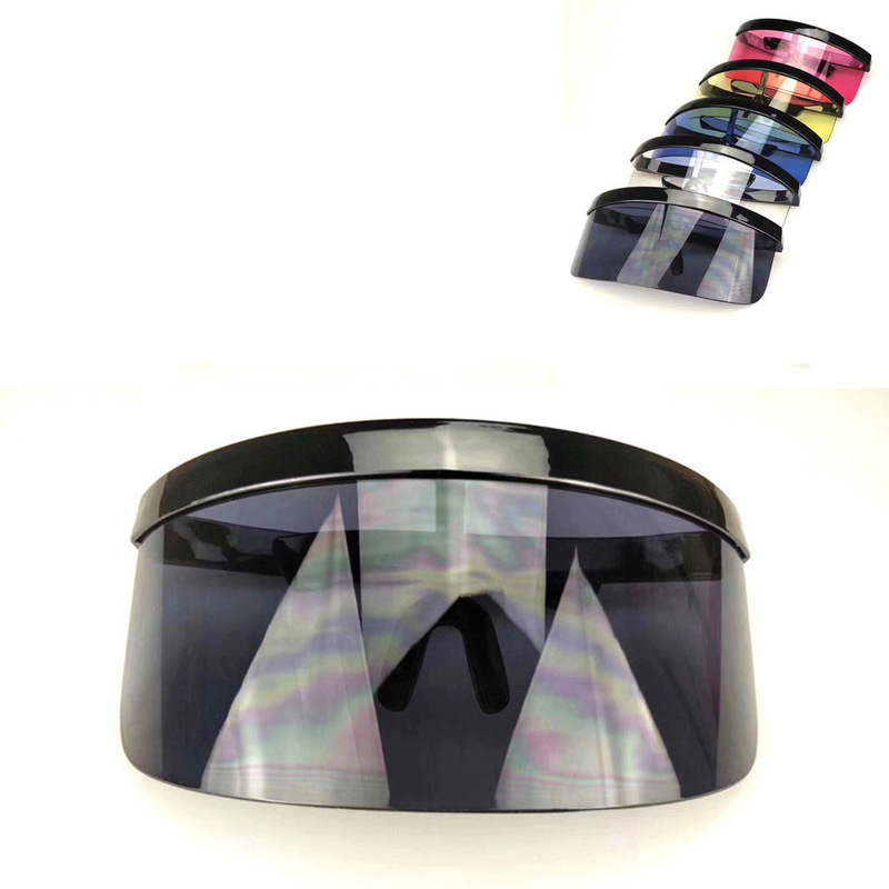 One-piece large frame sunscreen anti-peeping hat glasses personalized Mask sunglasses fashion trend explosions