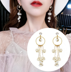 Pendientes de plata con forma de flor de perla coreana, elegantes, sencillos y únicos.