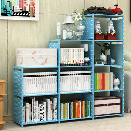 Simple bookshelf, trapezoidal bookcase, storage shelf, student bookshelf, assembled storage rack, bookshelf set, wholesale