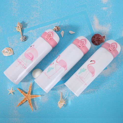 Flamingo Bouncing Cover Thermos Cup, Universal for Couples, Male and Female Students, Portable Car-mounted Insulated Home Water Cup Gift