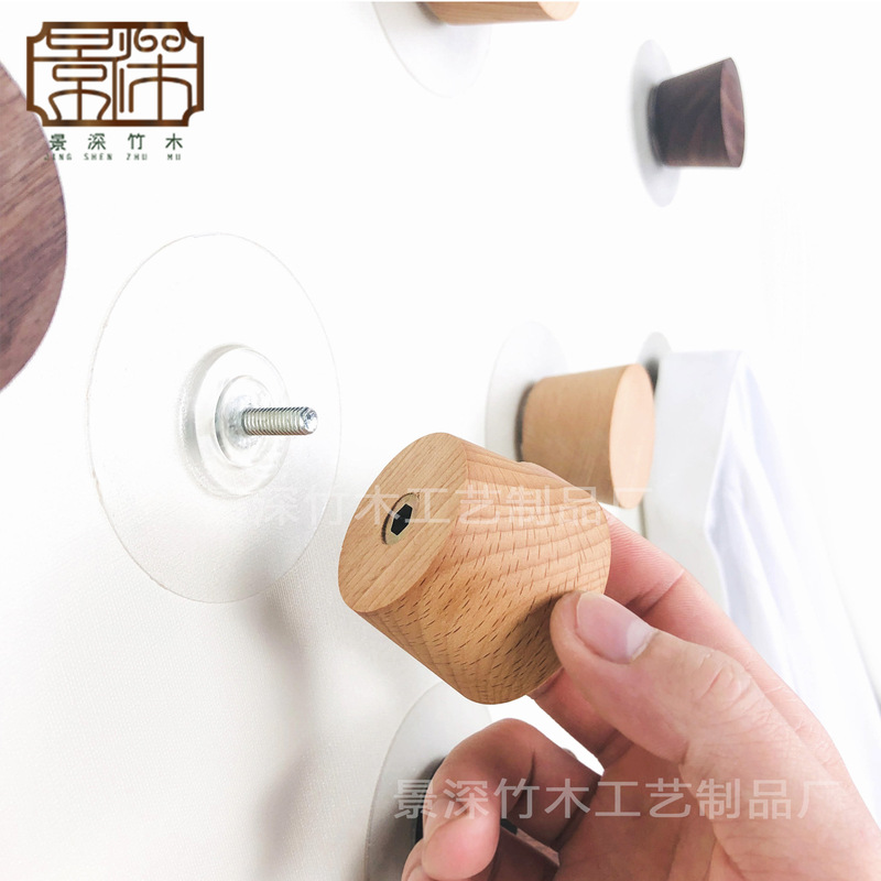 Factory Supply Black Walnut Wood Hook Wall Wooden Clothes Hook Creative Solid Wood Hook
