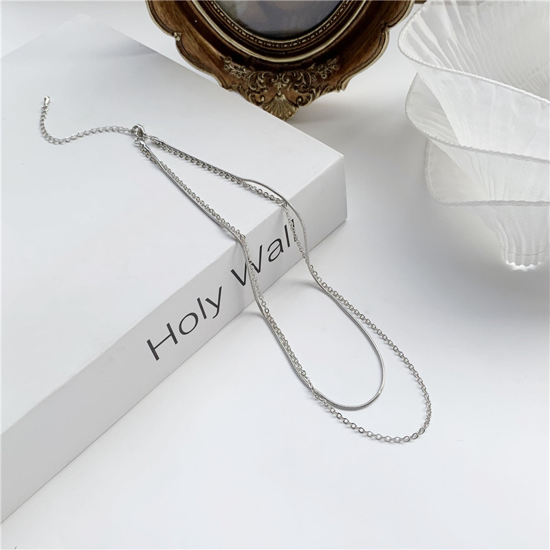 Korean Simple Niche INS Cold Style Double Layer Necklace For Women Sweet Personality Clavicle Chain Choker C616_voghion.com
