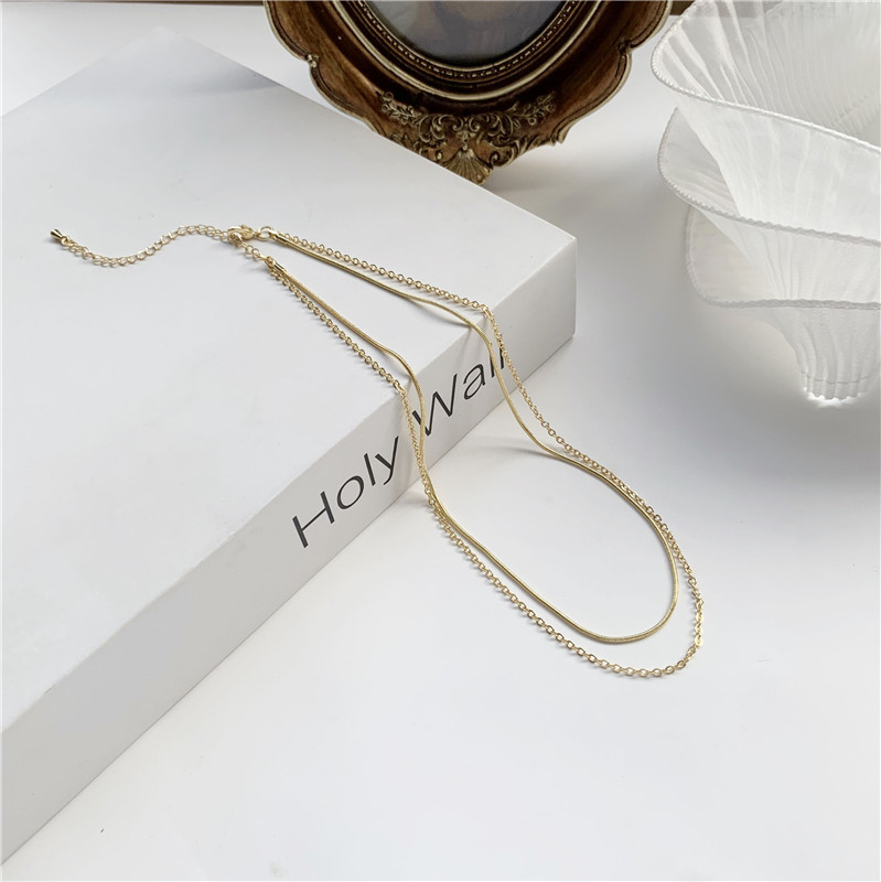 Korean Simple Niche INS Cold Style Double Layer Necklace For Women Sweet Personality Clavicle Chain Choker C616_voghion.com
