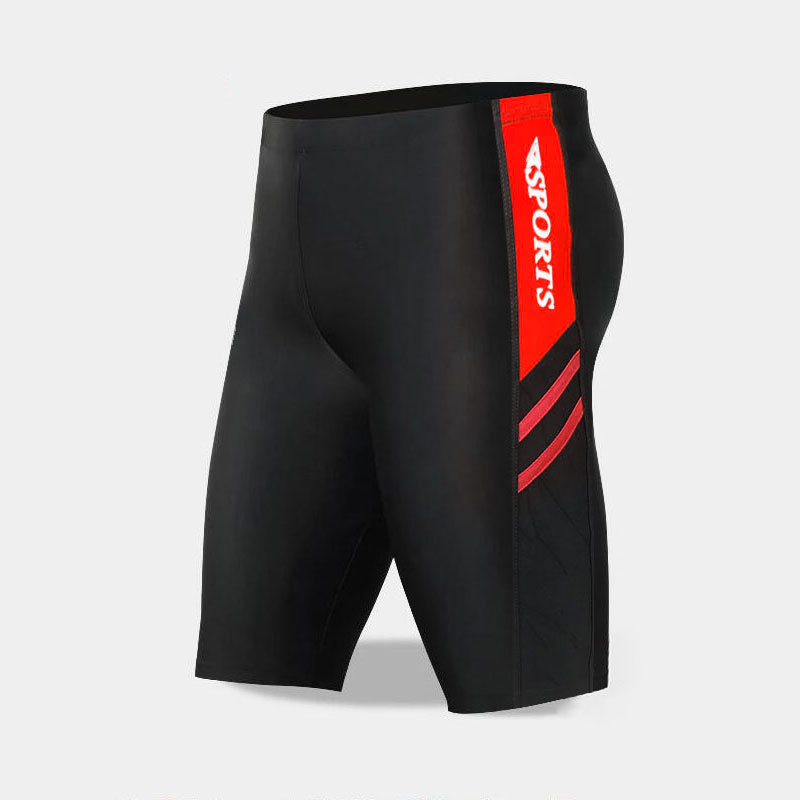 Bañador quinto pantalones de los hombres entrenamiento profesional boxeador anti-vergüenza delgada de aguas termales de secado rápido equipo de natación largo bañador