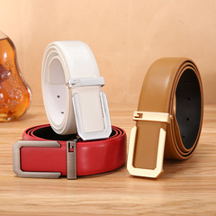Leather Belt Men's Genuine Leather G Letter Smooth Buckle Youth Business Casual Women's Belt Cowhide Pants Belt
