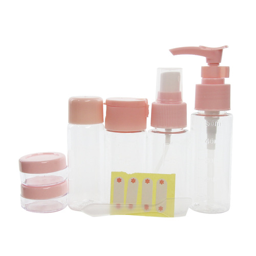 Colorful travel bottle set, 7-piece travel empty bottle set, portable cosmetic dispensing bottle set, factory direct sales