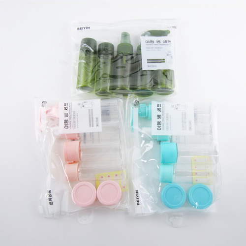 Colorful travel bottle set, 7-piece travel empty bottle set, portable cosmetic dispensing bottle set, factory direct sales