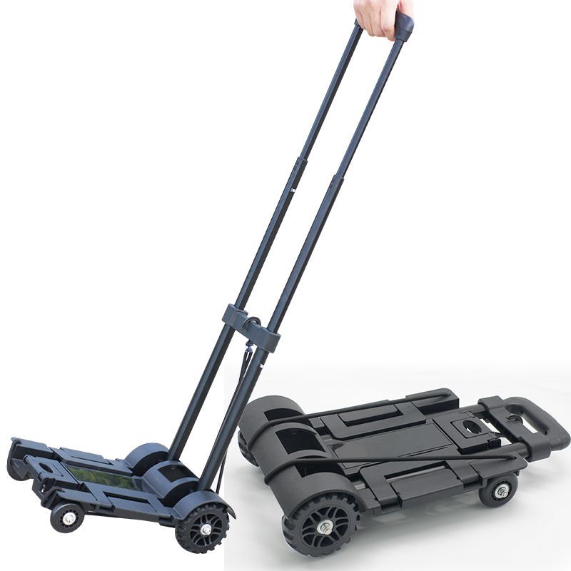Carrito plegable negro para arrastrear a mano, carrito de equipaje, carrito de compras, carrito de puesto de mercado, uso comercial.