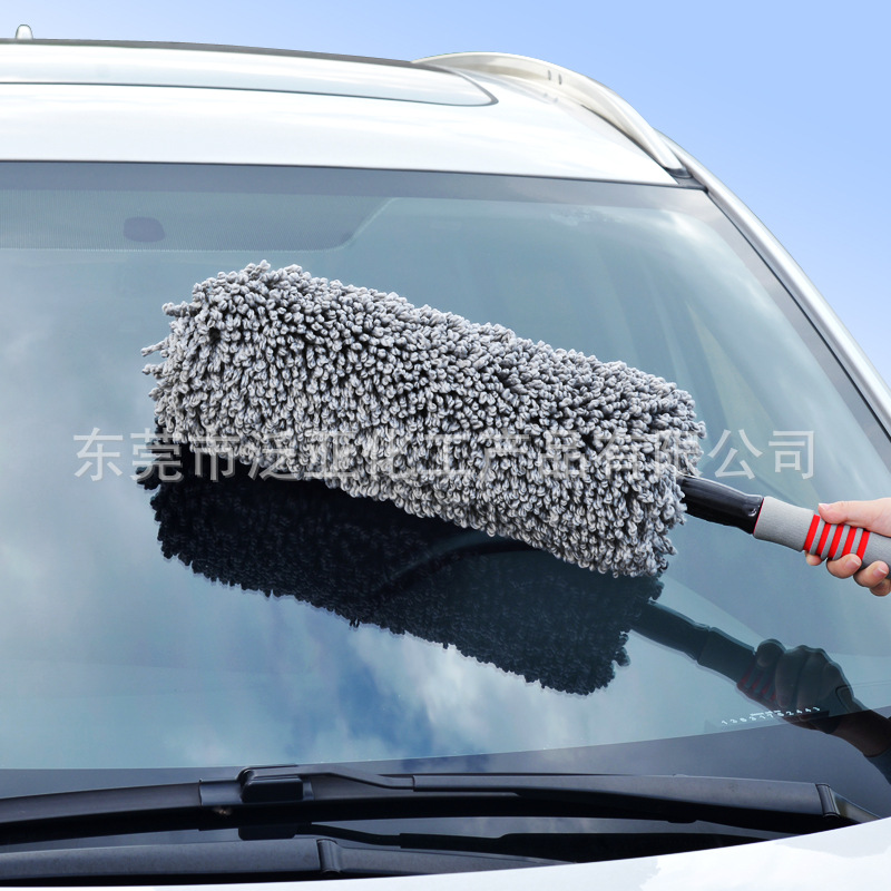 厂家直销卡饰社旋转伸缩洗车拖把擦车刷子纤维除尘掸子汽车蜡拖