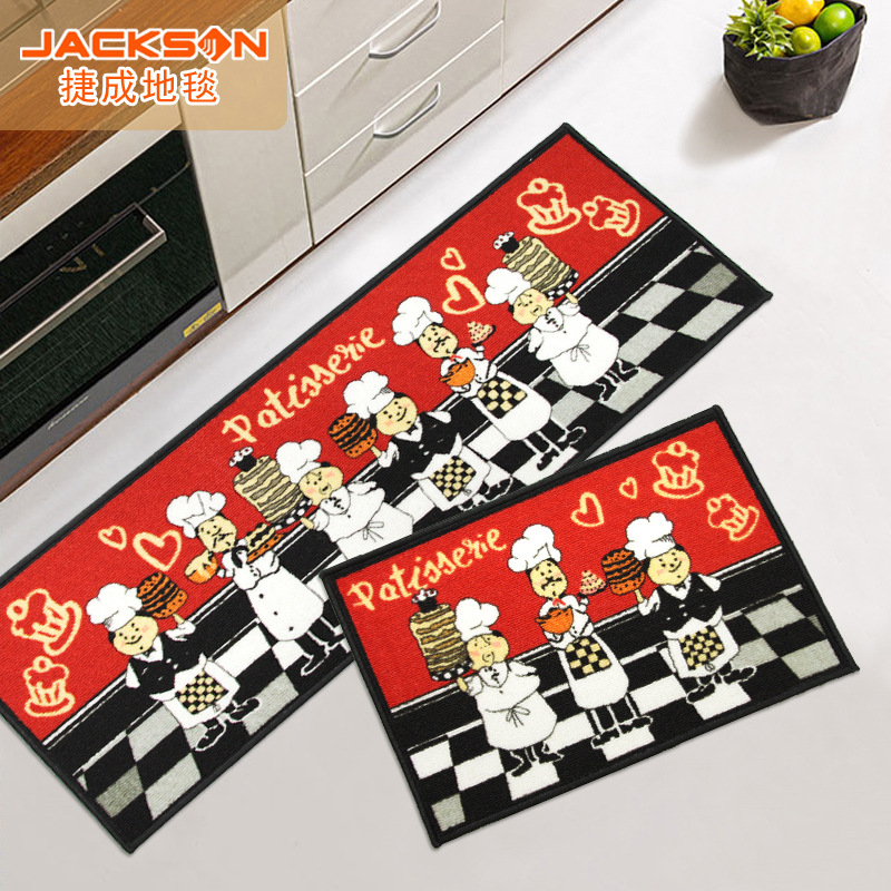 Dropshipping Jiecheng Carpet Kitchen Floor Mat Stain-Resistant Anti-Slip Mat Cartoon Kitchen Mat Oil-Proof and Waterproof Machine Washable