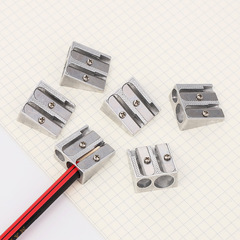 Factory direct supply creative aluminum alloy pencil sharpener double hole bevel metal pencil sharpener pencil plane wholesale primary school supplies
