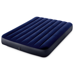 INTEX Inflatable Bed Deep Blue Flocked Boat Queen Size or King Size Air Mattress with Flocked Mattress
