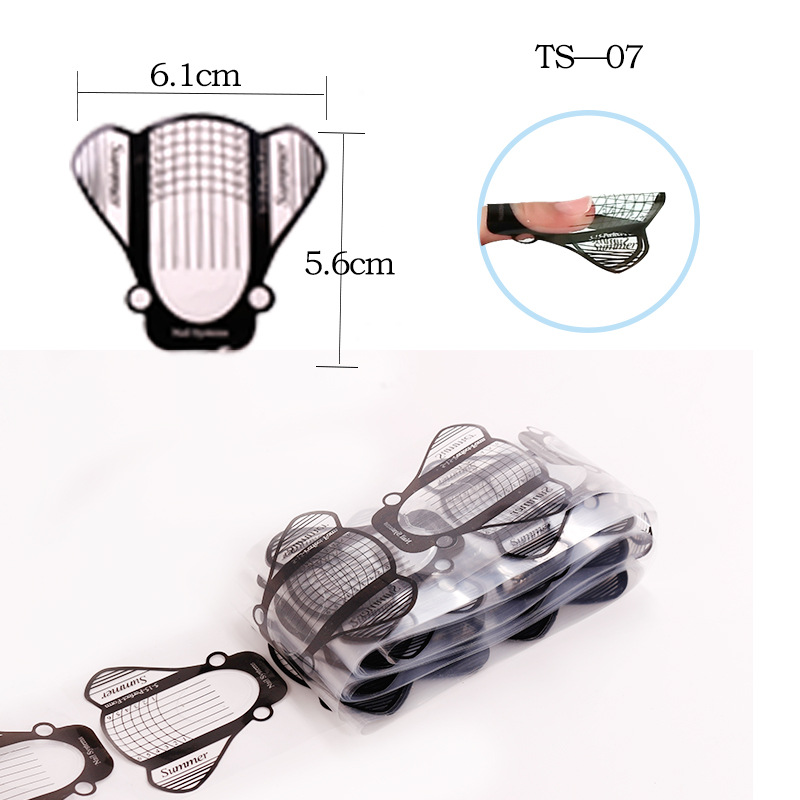 Portapapeles transfronterizos de uñas Extensión de fototerapia francesa Herramienta de uñas Mariposa de herradura Soporte de papel rectangular 100 piezas