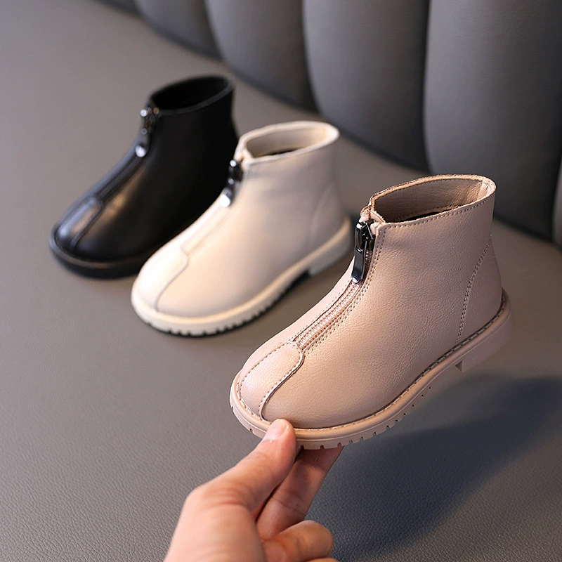 Детские ботинки 2022 осень-зима, новые детские Универсальные ботинки Martin на молнии спереди, Детские укороченные Нескользящие сапоги с мягким низом