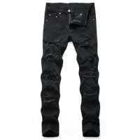 Джинсы loose straight синевато‑чёрные, slim fit повседневные, с рваной отделкой, размеры 28–40